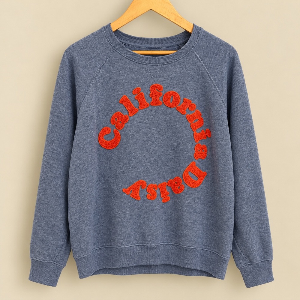 Lucky Brand California Daisy Cotton Raglan Oversized Sweatshirt XL Whimsical